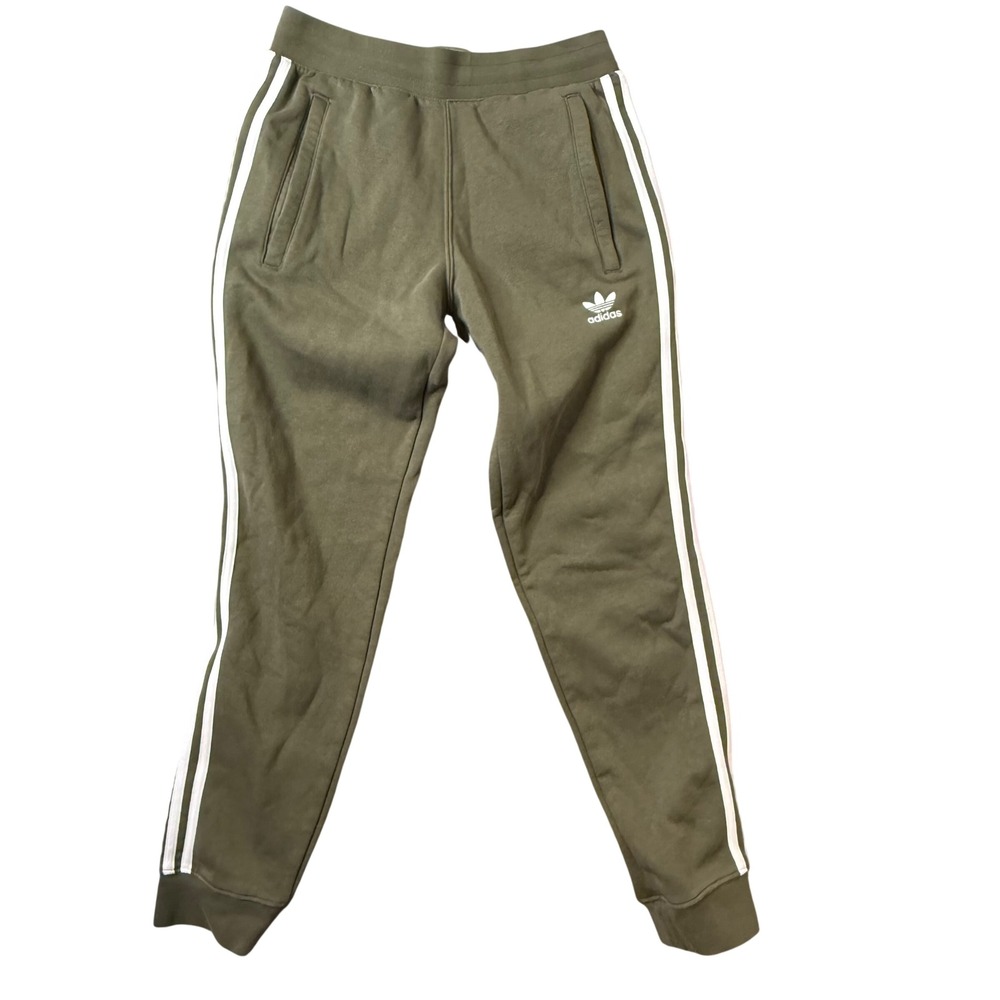 Adidas Men Green Fleece Joggers Pants Size‎ S Streetwear Athletic Casual